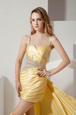 Sexy Deatachable Panel Train Girls Graduation Dress In Yellow