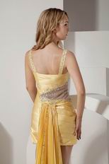 Sexy Deatachable Panel Train Girls Graduation Dress In Yellow