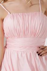 Spaghetti Straps Pink Chiffon Graduation Dress For Girl