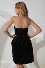 Black Chiffon Graduation Dress With Feather Decorate