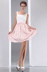 Terse Square White And Pink High School Graduation Dress