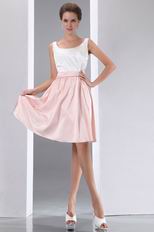 Terse Square White And Pink High School Graduation Dress