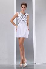 Unique Black Stripe White Mini Graduation Dress Exporter