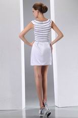 Unique Black Stripe White Mini Graduation Dress Exporter