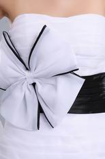 Pretty Strapless Pleated Organza Graduation White Dress