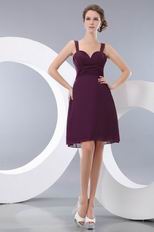 Straps Purple Chiffon Knee Length Graduation Dress 2014