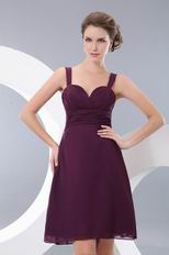 Straps Purple Chiffon Knee Length Graduation Dress 2014