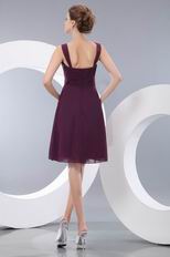 Straps Purple Chiffon Knee Length Graduation Dress 2014