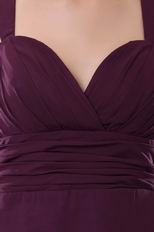 Straps Purple Chiffon Knee Length Graduation Dress 2014