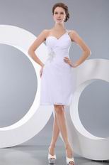 Affordable White Chiffon Short Dress For Graduation