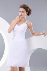 Affordable White Chiffon Short Dress For Graduation