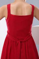 Straps Wine Red Chiffon Cute Graduation Dress Discount