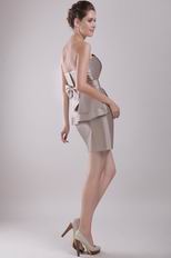 Grey Strapless Mini-length Graduation Dress With Bowknot