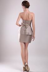 Grey Strapless Mini-length Graduation Dress With Bowknot