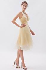 Halter Ruched A-line Daffodil Short Dress For Party