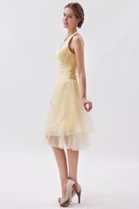 Halter Ruched A-line Daffodil Short Dress For Party