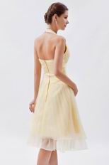 Halter Ruched A-line Daffodil Short Dress For Party