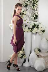 High Low Purple Chiffon Graduation Dress For Cheap