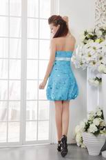 Sky Blue Strapless Short Tulle Graduation Dress With Sequin
