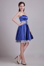 Strapless Blue Graduation Girl Dress With Bowknot Emberllish