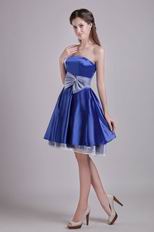 Strapless Blue Graduation Girl Dress With Bowknot Emberllish