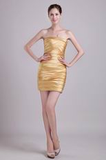 Golden Strapless Short 2014 Design Graduation Dress