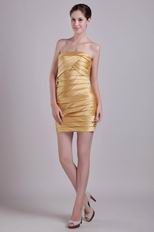 Golden Strapless Short 2014 Design Graduation Dress