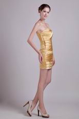 Golden Strapless Short 2014 Design Graduation Dress