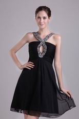 Sexy V-neck Beaded Black Dress to Wear For Graduation