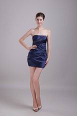 Navy Blue Strapless Mini-length Graduation Party Dress