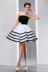 Black Stripe White Organza Join Graduation Party Dress