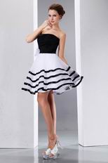 Black Stripe White Organza Join Graduation Party Dress