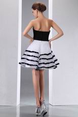 Black Stripe White Organza Join Graduation Party Dress