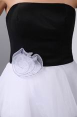 Black Stripe White Organza Join Graduation Party Dress