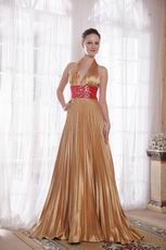 Halter Top Golden Evening Dress For Women Wear