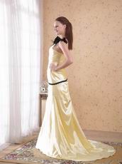 Golden Floor-length One Shoulder Side Split Evening Dress