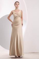 Criss Cross V-Neck Champagne Evening Dress For Cheap