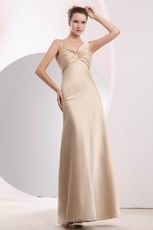 Criss Cross V-Neck Champagne Evening Dress For Cheap