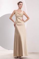 Criss Cross V-Neck Champagne Evening Dress For Cheap