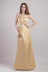 Floor-length Gold Spaghetti Strap Prom Dress In South Carolina