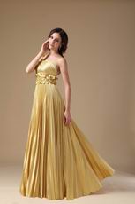 One Shoulder Golden Floor Length Best Evening Dress