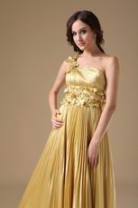 One Shoulder Golden Floor Length Best Evening Dress