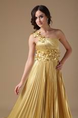 One Shoulder Golden Floor Length Best Evening Dress