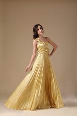 One Shoulder Golden Floor Length Best Evening Dress