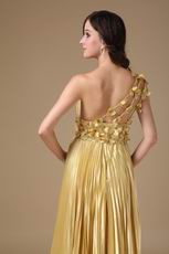 One Shoulder Golden Floor Length Best Evening Dress