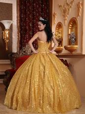 Designer Golden Sequin Strapless Quinceanera Dress In Georgia