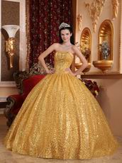 Designer Golden Sequin Strapless Quinceanera Dress In Georgia