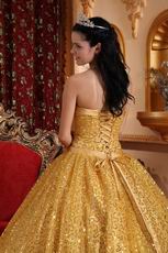 Designer Golden Sequin Strapless Quinceanera Dress In Georgia