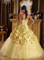 Best Sweetheart Striped Printed Yellow Quinceanera Ball Gown
