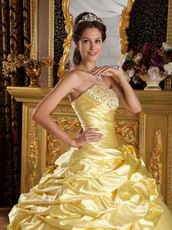 Best Sweetheart Striped Printed Yellow Quinceanera Ball Gown